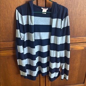 Chic Navy and Gray Striped Hoodie